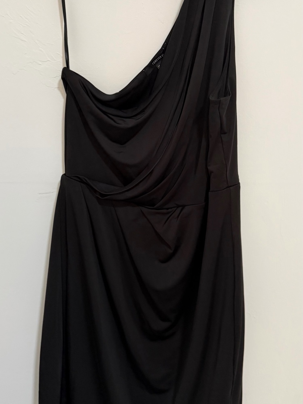 Forever 21 Black One-Shoulder Draped Midi Dress